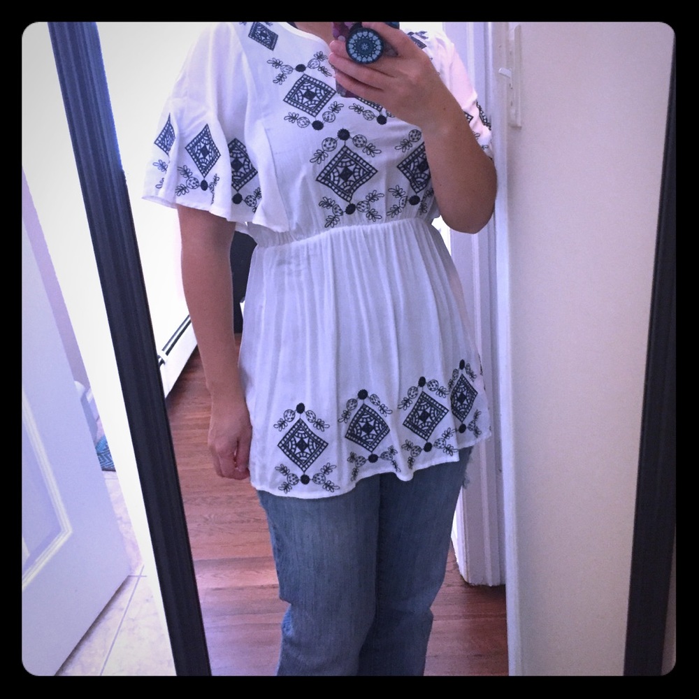 white embroidered top from Romwe